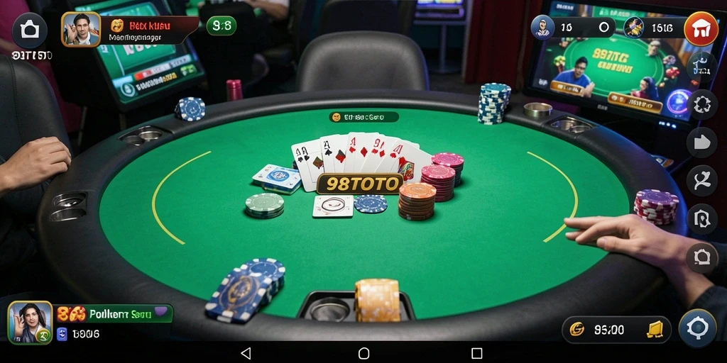Tampilan antarmuka permainan Poker yang menarik dan intuitif.