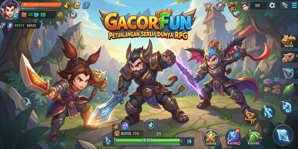 Tangkapan layar menampilkan aksi RPG yang mendebarkan dalam GACORFUN.