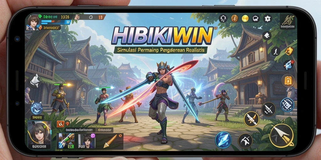 Tangkapan layar utama HIBIKIWIN menampilkan aksi seru dalam gameplay simulasi.