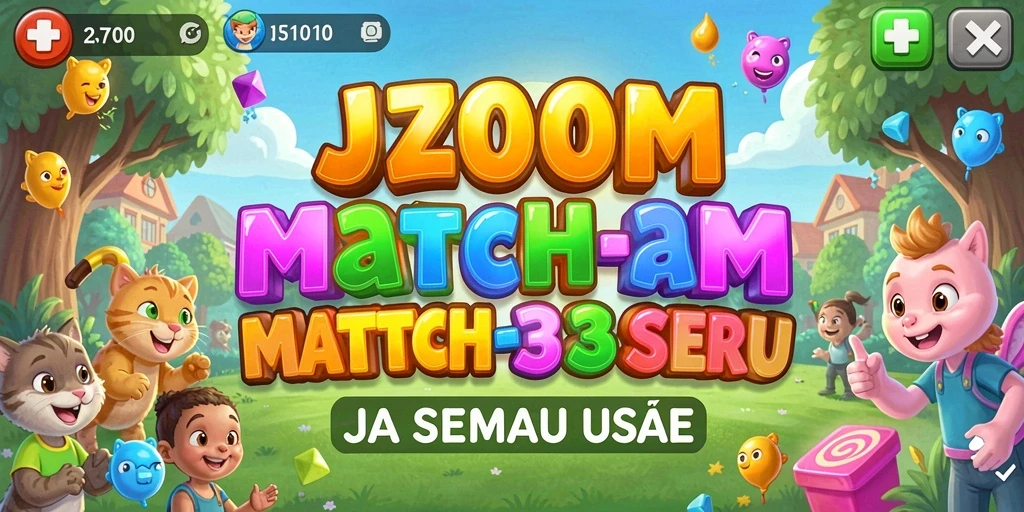Tampilan cerah dan penuh warna dari gameplay J200M Match-3.