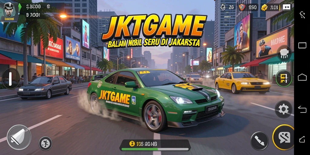 Gameplay balapan seru di jalan Jakarta.