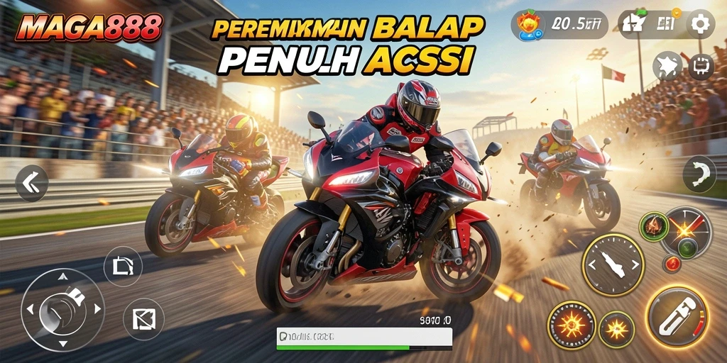 Tampilan gameplay seru dari balap motor MAGA888.