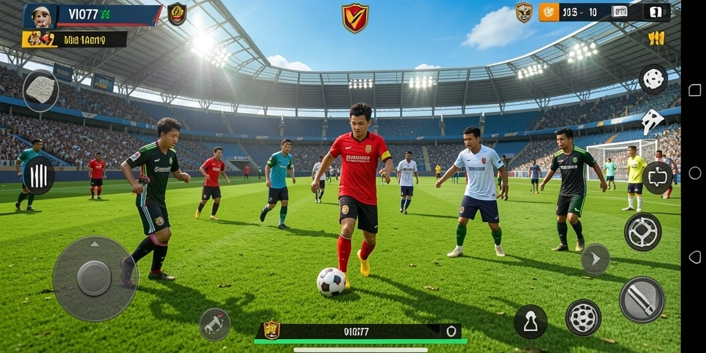 Tampilan menegangkan dari pertandingan sepak bola di VIO77.